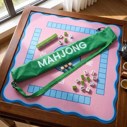 35 Inch Long Mahjong Mat Bag Waterproof Mahjong Mat Storage Carrying Bag Double Strapped Polyester Drawstring Lightweight Holder for Board Games Storage-mat Not Included(Green) - color: Green