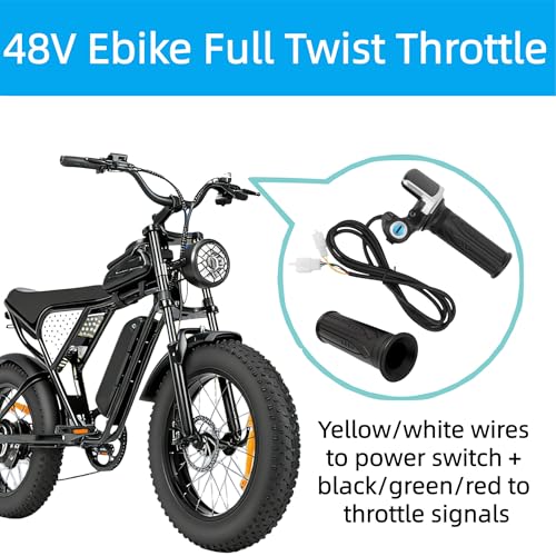 48V Ebike Full Twist Throttle, with LED Display with Key Lock | 7/8-inch (22mm) handlebars, Constructed from ABS + rubber with anti-slip texture, for Ebike Motorcycle Scooter