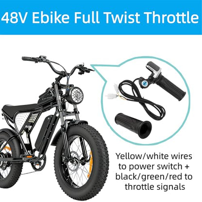 48V Ebike Full Twist Throttle, with LED Display with Key Lock | 7/8-inch (22mm) handlebars, Constructed from ABS + rubber with anti-slip texture, for Ebike Motorcycle Scooter