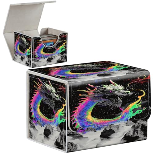 PU Leather Deck Box for MTG Commander Cards, Fits 100+ Double Sleeved Cards, Secure Magnetic Trading Card Storage Case for TCG CCG,Cyberpunk Neon Dragon - color: Cyberpunk Neon Dragon