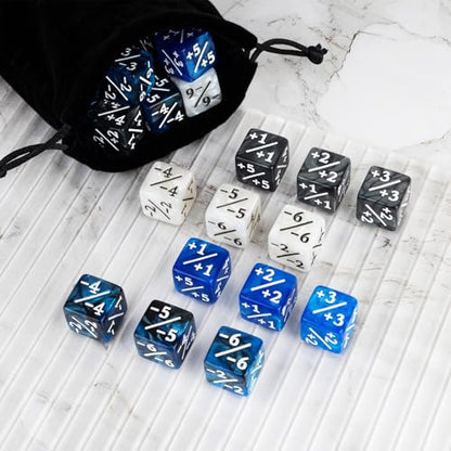 48 Pieces Magic Counter Dice Life MTG Counters Dice Set Marble Buff Tokens D6 Dice Compatible with Magic The Gathering, TCG, Card Gaming Accessories - color: Blue