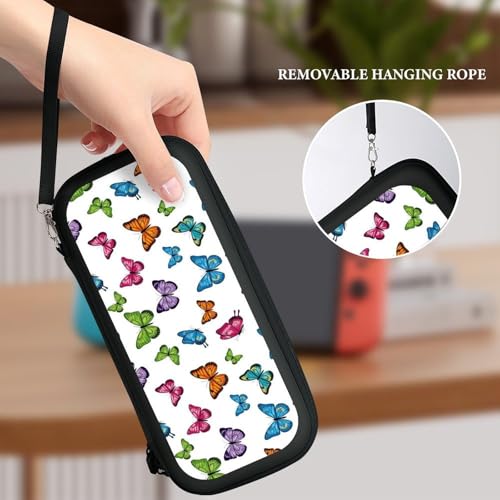 PPIKTC Portable Hard Shell Case Compatible with Nintendo Switch, Shockproof Game Console Holder Bag with Carrying Straps, Beautiful Butterfly - color: Design (202)