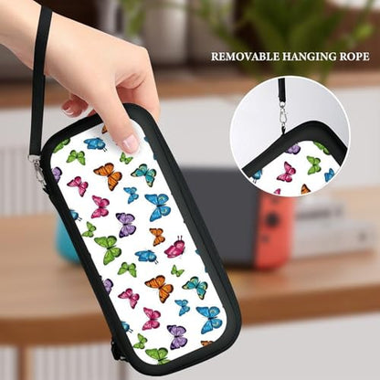 PPIKTC Portable Hard Shell Case Compatible with Nintendo Switch, Shockproof Game Console Holder Bag with Carrying Straps, Beautiful Butterfly - color: Design (202)