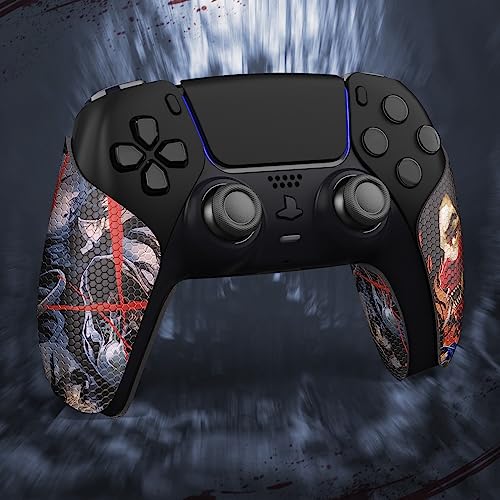 eXtremeRate PlayVital Anti-Skid Sweat-Absorbent Controller Grip for PS5, Professional Textured Soft Rubber Pads Handle Grips - Ghost of Samurai - color: Ghost of Samurai