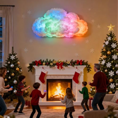 STHF DIY USB-Powered Thundercloud LED Light Decor | 3D Shapable Clouds Lamp, Unique Room Decor & Night Light for Bedroom, Gaming Room, Ceiling Ambiance & Party (4-Meter Cloud) - size: 4-meter cloud