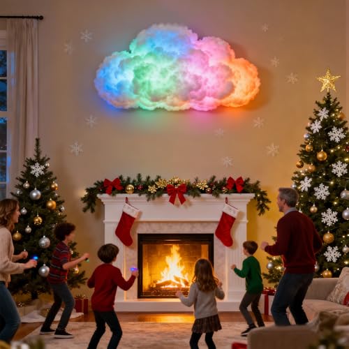 STHF DIY USB-Powered Thundercloud LED Light Decor | 3D Shapable Clouds Lamp, Unique Room Decor & Night Light for Bedroom, Gaming Room, Ceiling Ambiance & Party (6-Meter Cloud) - size: 6-meter cloud
