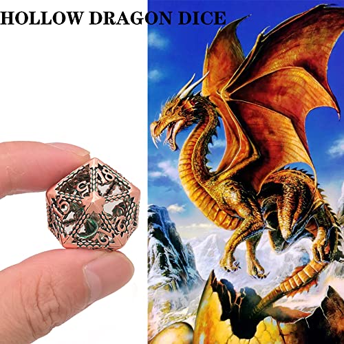 DND Dice Set Polyhedral, Metal Dice Set 7-piece(D20 D6 D4 D12 D10 D% D4) Cthulhu Design for Dungeons Dragons D&D Pathfinder and Other Tabletop Role-Playing Games - color: 3d Copper Green