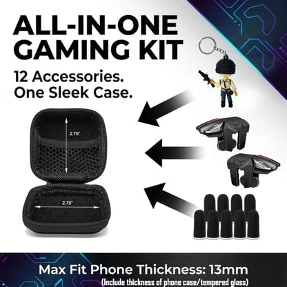 PUBG Mobile Triggers 13 in 1 Combo, 4 Gaming Triggers Mobile Phone Game Controller for PUBG/Knives Out/Call of Duty/Rules of Survival, Aim & Fire Trigger for iPhone & Android Phone (Boy) | L2R2 gaming trigger, compatible with iPhones & Android Cell Phones