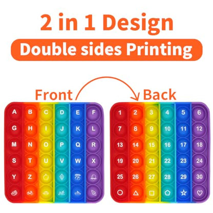 Learn 26 Letters & 1-30 Numbers & Motifs, 2-in-1 Sensory Fidget Educational Toy for Kids, Stress Relief, Autism Sensory Toy (Pack of 1) - style: Letter and Number Pop Toy