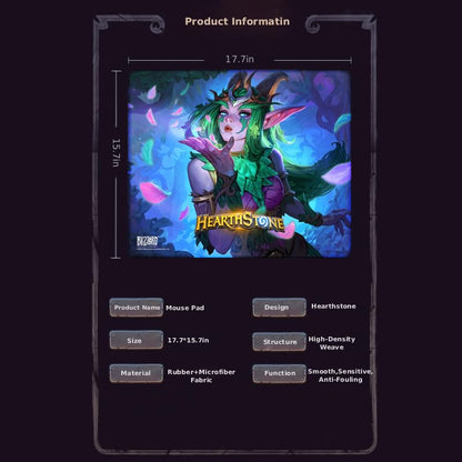 Blizzard Hearthstone Official Licensed Mousepad XL for Gaming, Office, Home | Gaming Mouse Pad w/ Non-Slip Rubber Base & Stitched Edge, Desktop Keyboard Mat, Smooth Tracking & Stability, 17.7 * 15.7Inch - color: Aspect's Embrace