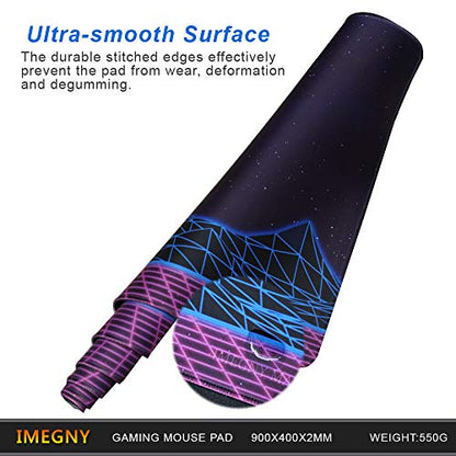 Large Gaming Mouse Pad, Extended XXL Desk Pad & Non-Slip Rubber Mat for Mice and Keyboard with Stitched Edges （90x40 zisesun011）