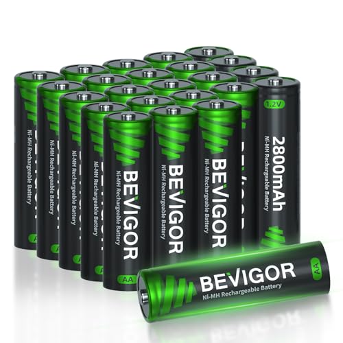 BEVIGOR Rechargeable AA Batteries 24 Pack, 2800mAh 1.2V NiMH Double A Batteries, Pre-Charged, 1500 Cycles, Low Self Discharge, for Toys Remote Controller