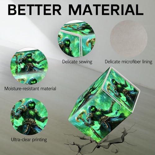 Trading Card Storage Box, Holds 100+ for MTG Cards, Premium PU Leather with Magnetic Closure, Skeleton With Green Glow Durable Deck Box for Magic the Gathering, Trading Card Games - color: Skeleton With Green Glow