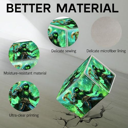Trading Card Storage Box, Holds 100+ for MTG Cards, Premium PU Leather with Magnetic Closure, Skeleton With Green Glow Durable Deck Box for Magic the Gathering, Trading Card Games - color: Skeleton With Green Glow