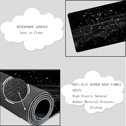 Cloud Mouse Pad Keyboard Wrist Rest 4PCS Extended Large Galaxy Desk Mat Pad Set Memory Foam Non-Slip Cute Ergonomic Gaming Mouse Pad Wrist Support for Computer Laptop Home Office Black - color: 4pcs Black Galaxy