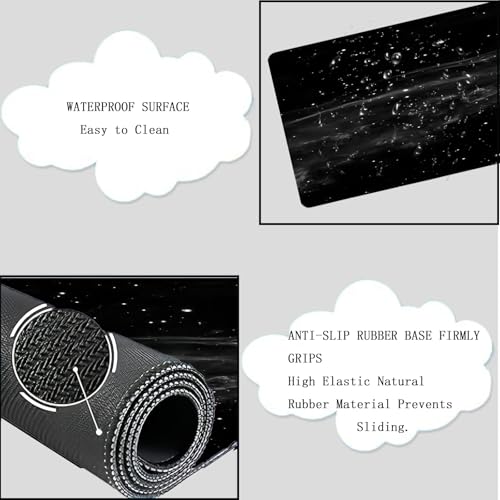 Cloud Mouse Pad Keyboard Wrist Rest 4PCS Extended Large Galaxy Desk Mat Pad Set Memory Foam Non-Slip Cute Ergonomic Gaming Mouse Pad Wrist Support for Computer Laptop Home Office Black - color: 4pcs Black Galaxy