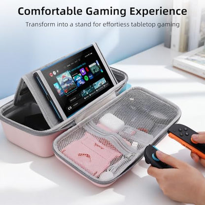FIWWAT Carrying Case for Nintendo Switch 2 2025, 12 Game Card Slots, Large Capacity Hard Travel Protective Case for Switch 2 Console Accessories Pro Controller, Dock, Pink&Blue - color: Pink-Blue Gradient
