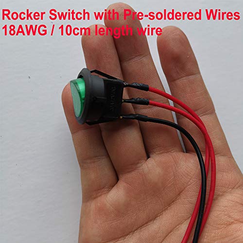 Gebildet 8pcs 12V-24V/10A Prewired Round Toggle Switch with LED Indicator,SPST Car Truck Rocker On-Off Control (Red/Yellow/Blue/Green,Each 2pcs) - style: E424