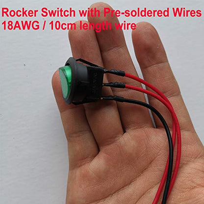 Gebildet 8pcs 12V-24V/10A Prewired Round Toggle Switch with LED Indicator,SPST Car Truck Rocker On-Off Control (Red/Yellow/Blue/Green,Each 2pcs) - style: E424
