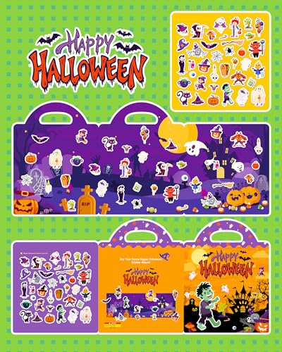 Walenced Reusable Sticker Book for Toddlers, Travel Stickers for Kids, Toddler Craft Activities Toys, Birthday Gifts for Boys & Girls - style: Halloween