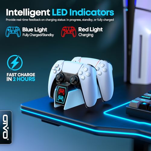 OIVO PS5 Controller Charger with Fast Charging AC Adapter, PS5 Controller Charging Station Stand for PlayStation 5, Docking Station Replacement for PS 5 Accessories Kits - color: Black