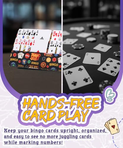 Card Holder for Canasta, Poker, Bridge & Casino Games | Bingo Pull Tabs & Gambling Tickets - Card Game Player Gifts for Adults & Seniors - color: Red/Black