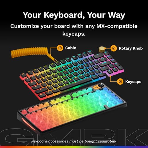 GLORIOUS Gaming Keyboard GMBK 75% - Swappable MX Compatible keycaps, Detachable USB Cable, IP57 Water and dust Resistant, 10 Zone RGB Lighting, Quiet switches - 321x137x41 mm - English QWERTY Layout - color: Black, size: GMBK Prebuilt (75%)