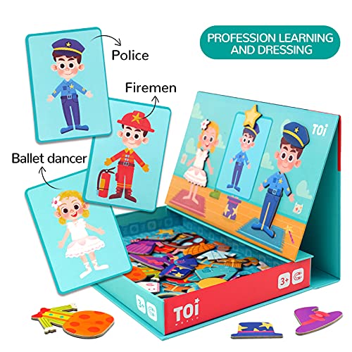 TOI Kid Magnet Toys Magnetic Jigsaw Puzzle for Kids Ages 3-5, Dressing | Portable Travel Puzzle, Toddler Magnetibook with Game Board, Preschool Educational Game, Home School Tabletop Activity Gift - style: Dressing