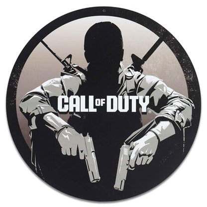 Call of Duty Black Ops Soldier Round Metal Wall Art | Striking Call of Duty Sign for Game Room or Bedroom - color: Gray/Black