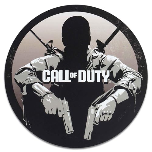 Call of Duty Black Ops Soldier Round Metal Wall Art | Striking Call of Duty Sign for Game Room or Bedroom - color: Gray/Black