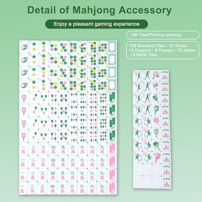 Cuffbow Dinkball-Themed Engraved American Mahjong Tile Set 160 Quality White Tiles (1.2 Inch, Tiles Only) Mini American Mahjong Game Set for Ideal Gifts, No Additional Accessories(Green) - color: Green, style: Dinkball