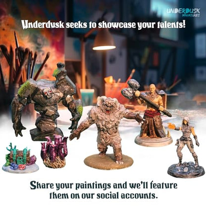 Underdusk Elemental Encounters: 35 DND Miniatures for D&D Campaign – Fire, Ice, Water, Air & Earth Figures with 5 Treasure Chests, 28mm Unpainted Tabletop Minis, 5e Stat Blocks Included