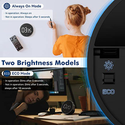 Digital Kitchen Timer, 3.8'' Large LED Display Countdown Countup Timer, Timer for Kids, Classroom Magnetic Timer, Adjustable Volume, Brightness, Easy for Cooking/Study/Office/Exercise (Ridged Knob) - style: Ridged Knob