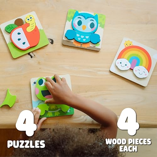 Chuckle & Roar - Alphabet Wooden Puzzle Set - 4 Pack for Kids Ages 4+ | Wooden Learning Puzzle, Educational, Alphabet, Fine Motor Skills, Toddlers and Preschoolers, Giftable