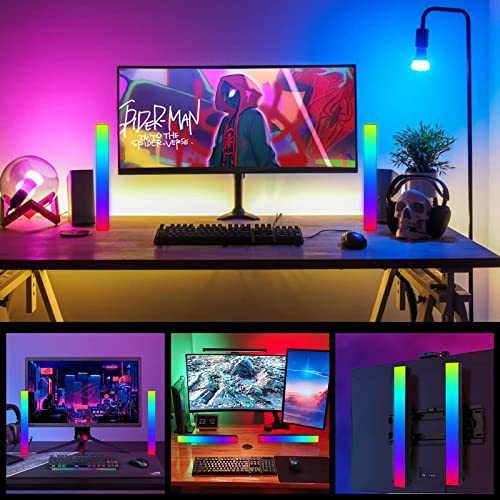 Battery Powered Rhythm Light Bar, RGB Sound Control Pickup Rhythm Lights, APP Control 32 Bit Music Level LED Lights, USB Rechargeable Voice Activated Atmosphere Light for Game Car TV DJ Studio - 2Pcs