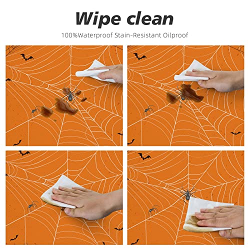 Halloween Round Tablecloth Elastic Fitted Table Cover Washable Elastic Edge Tablecloths for Kitchen Dining Party Fitted Table 40-44 inch - color: Halloween S, size: 40" (Round)