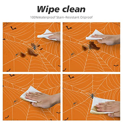Halloween Round Tablecloth Elastic Fitted Table Cover Washable Elastic Edge Tablecloths for Kitchen Dining Party Fitted Table 40-44 inch - color: Halloween S, size: 40" (Round)