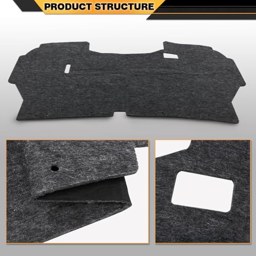 CNNELL Hood Insulation Pad Compatible with Ford F150 1992-1996/Compatible with Ford F250 F350 1992-1997 Truck Under w/ Clips Black - style: 1992-1996 Ford F150