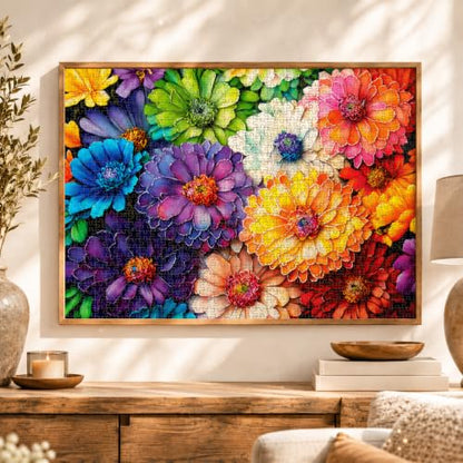 Cross & Glory | 1000 Piece Jigsaw Puzzles for Adults | Rainbow of Flowers | Flower Puzzles for Adults | 2mm Thick Pieces | Bonus Reference Poster | Satin Finish | Ages 14+ - color: Rainbow of Flowers