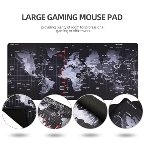 Large Gaming Mouse Pad with Stitched Edges,[35.4x15.7In] Extended Mouse Pad with Non-Slip Natural Rubber Base for Gamer/Desktop/Office/Home 90x40 MapJ - color: 90x40 MapJ
