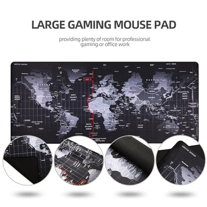Large Gaming Mouse Pad with Stitched Edges,[35.4x15.7In] Extended Mouse Pad with Non-Slip Natural Rubber Base for Gamer/Desktop/Office/Home 90x40 MapJ - color: 90x40 MapJ