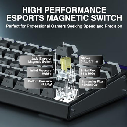 AULA Hero 68 HE 60% Gaming Keyboard Wired, Hall Effect Magnetic Switch Keyboard with 8K Hz Polling Rate, Side Printed PBT Keycaps, RGB Backlit Light Box, Customizable Web Software for PC/Mac Gamers - color: Black