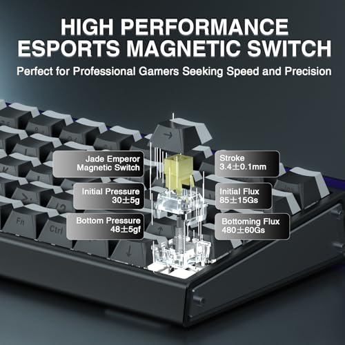 AULA Hero 68 HE 60% Gaming Keyboard Wired, Hall Effect Magnetic Switch Keyboard with 8K Hz Polling Rate, Side Printed PBT Keycaps, RGB Backlit Light Box, Customizable Web Software for PC/Mac Gamers - color: Black