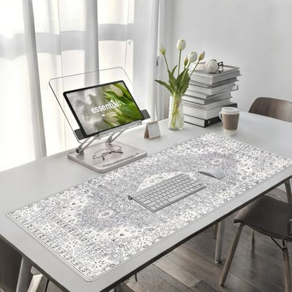 Baziabbo Cute Desk Mat,XXL Extended Large Mouse Pad,Gaming Mousepad with Stitched Edge,Non-Slip Rubber Base Keyboard Desk Pad for Home Office Study Game (Grey) - color: Grey