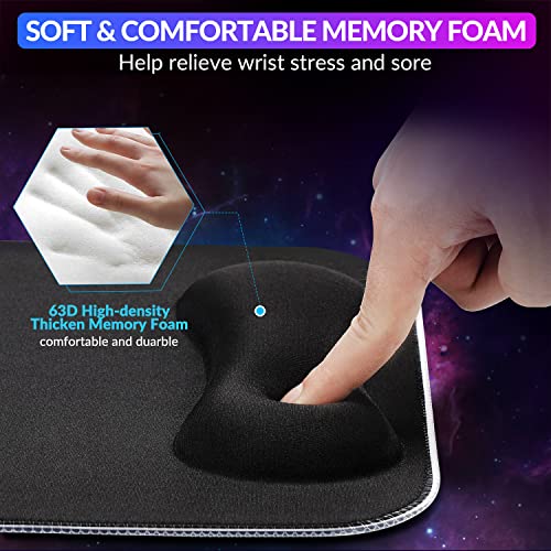 Gimars RGB Mouse Pad with Wrist Rest Support, 12 x 10 in Extra Large Ergonomic Gaming Mouse Pad with 10 LED Lighting Modes, Non-Slip Rubber Base for PC Gaming & Office - color: RGB-Wrist Rest
