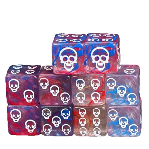 Skull Dice,10 Pieces 16MM Halloween D6 Dice Mini Skull Face,Unique 6 Sided Dice Set Standard Game Dice for MTG DND Tenzi Farkle Yahtzee Bunco(Blue) - color: Blue