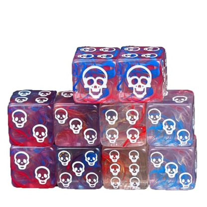 Skull Dice,10 Pieces 16MM Halloween D6 Dice Mini Skull Face,Unique 6 Sided Dice Set Standard Game Dice for MTG DND Tenzi Farkle Yahtzee Bunco(Blue) - color: Blue