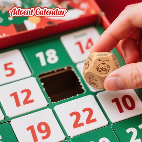Winzwon Stocking Stuffers for Men Women, Date Night Food Decision Dice | Christmas Anniversary Birthday Couples Gifts for Him Her Boyfriend, White Elephant Gifts for Adults - style: 1PCS Wood Food Dice