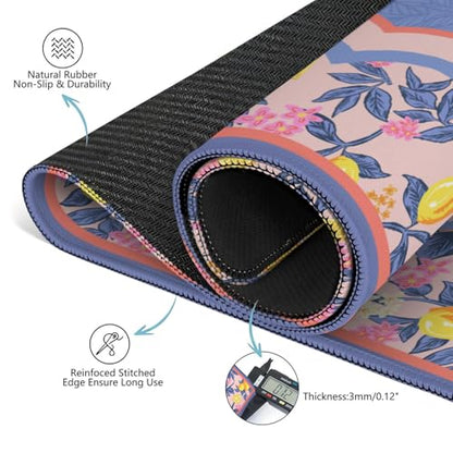Purple Mahjong Mat for Table, 31.5 * 31.5in Anti Slip Mahjong Table Cloth, Noise Reduction, Neoprene Mah jongg Mat with Carrying Bag & 3 Dices, Poker Board Tile Games Mats, Lemon Tree 2 - color: Lemon Tree2