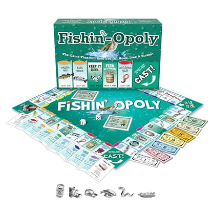 Late for the Sky Fishin'-Opoly Fishing Board Game for Families, 2–6 Players, Ages 8+, Funny Property Trading Strategy Game, Great Gift for Anglers